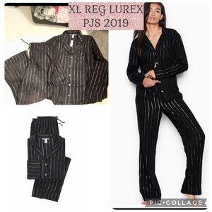 Victoria’s Secret flannel Lurex long PJ’s black silver, stripe 2019 collection